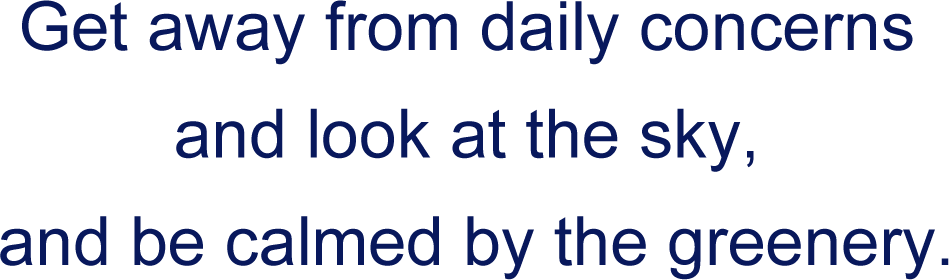 Get away from daily concerns and look at the sky, and be calmed by the greenery.