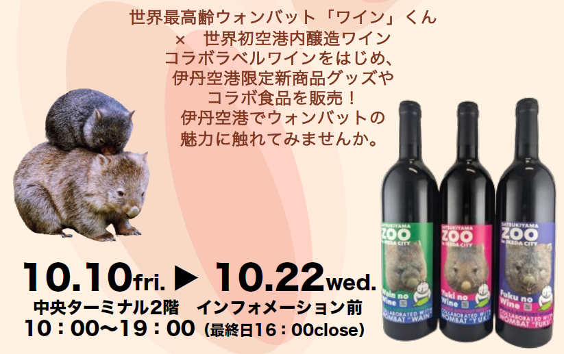 大阪エアポートワイナリー×五月山動物園　｜ウォンバットコラボPOP UP SHOP